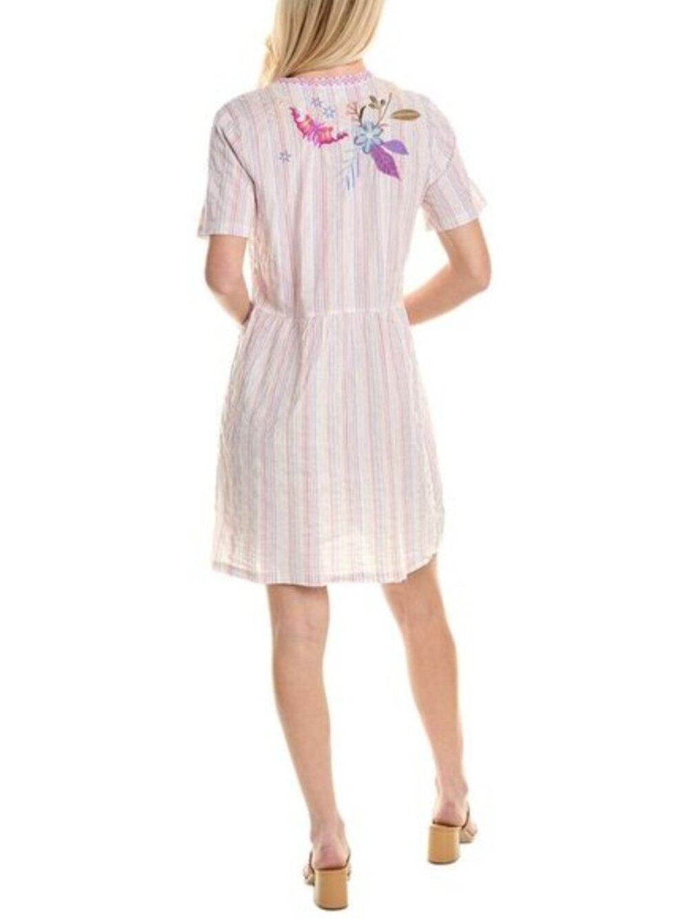 Johnny Was Nila Easy Breezy tunic in Stripe Floral Embroidered Mini Dress - Picture 11 of 11
